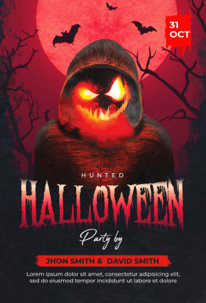 Poster halloween kinh dị mẫu số H23 PSD