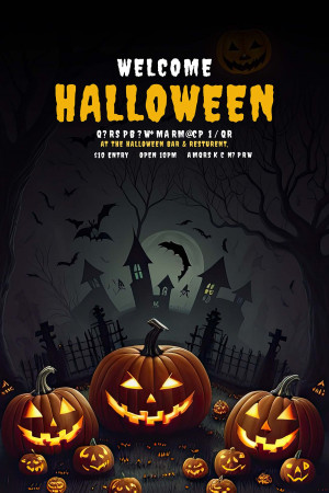 Poster halloween kinh dị, đêm trăng, nghĩa trang mẫu H102 PSD