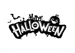 Banner halloween nền trắng chữ đen file EPS