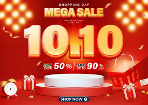 Background mega sale ngày 10.10 hoàn tiền 50% file EPS