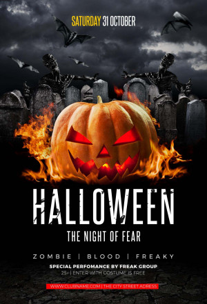 Poster halloween kinh dị mẫu số H31 PSD