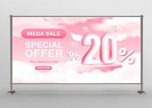 Backdrop mega sale 20% nền hồng file EPS