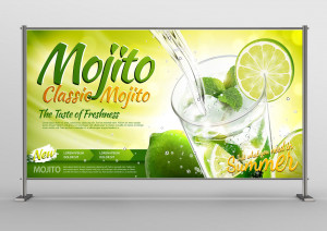 Backdrop đồ uống mojito chanh tươi file PSD