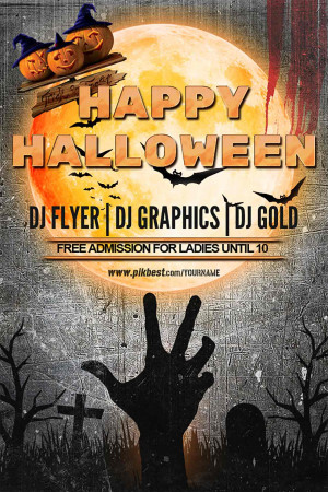 Poster lễ hội âm nhạc đêm halloween file PSD