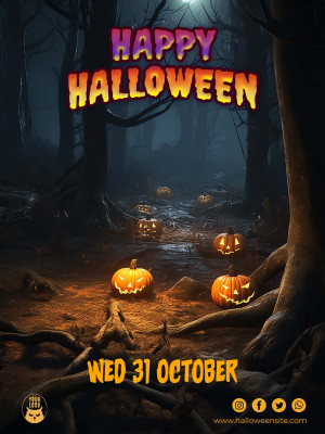 Poster halloween khu rừng ma ám mẫu H45 PSD