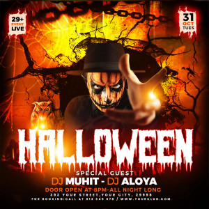 Poster halloween ma, kinh dị mẫu H52 PSD