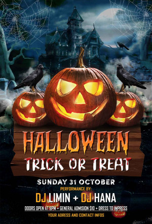 Poster halloween mẫu số H22 PSD