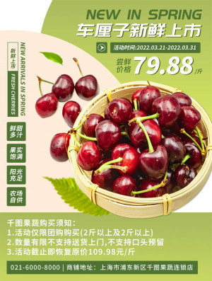 Poster giá bán quả cherry file PSD