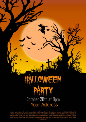 Poster halloween đêm trăng mẫu số H16 PSD