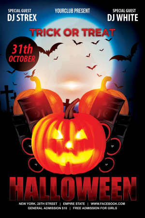 Poster halloween, kinh dị, loa mẫu số 115 PSD