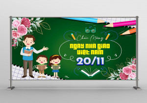 Backdrop ngày nhà giáo Việt Nam mẫu 25 EPS AI