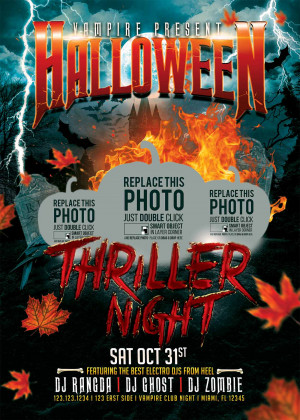 Poster tiệc halloween hóa trang file PSD