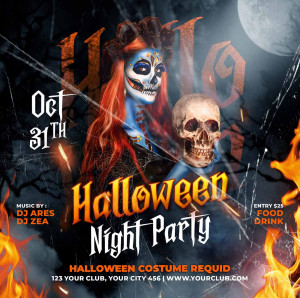 Poster halloween ma, kinh dị mẫu H68 PSD