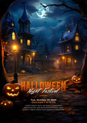 Poster halloween kinh dị mẫu H62 PSD