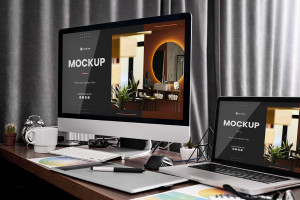 Mockup máy tính file PSD mẫu số 50