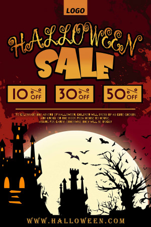 Poster cửa hàng cho thuê trang phục halloween giảm giá file PSD