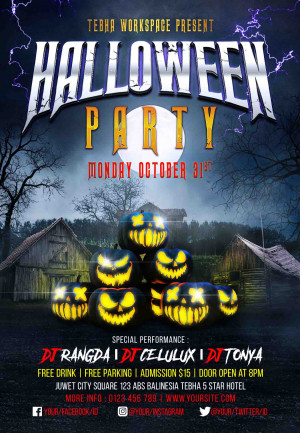 Poster halloween, kinh dị mẫu số 122 PSD