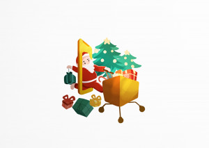 Ảnh minh họa ông già noel đi phát quà file PSD