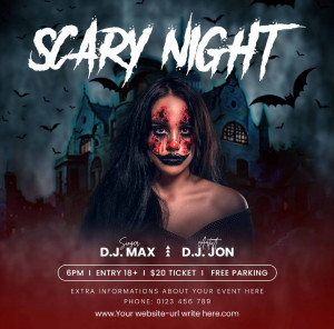 Poster halloween ma, kinh dị mẫu H69 PSD