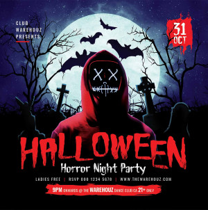 Poster halloween ma, kinh dị mẫu H58 PSD