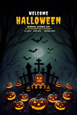 Poster halloween kinh dị, ma mẫu H93 PSD