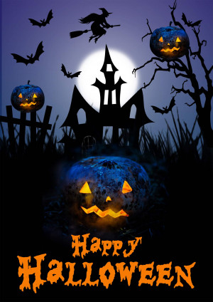 Poster đêm halloween kinh dị file PSD