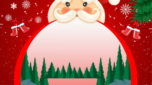 Banner giáng sinh ông già noel cùng rừng thông file PSD