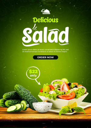 Poster món salad trộn file PSD