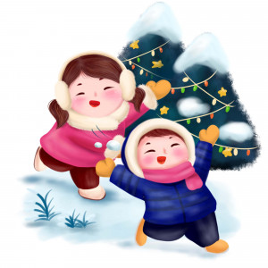 Ảnh minh họa trẻ con vui chơi mùa noel file PSD