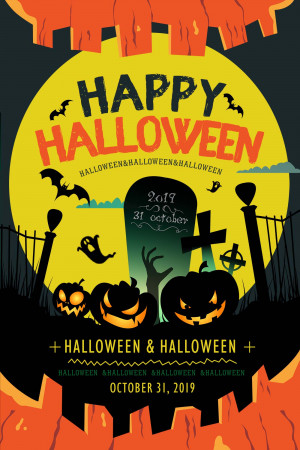 Poster halloween kinh dị mẫu số H02 PSD