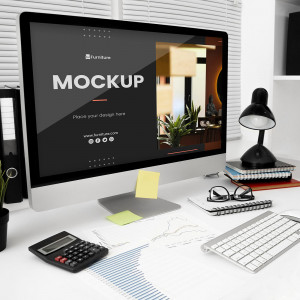 Mockup máy tính file PSD mẫu số 49