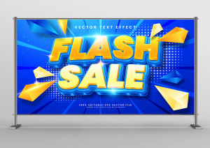 Nhãn flash sale nền xanh chữ vàng file EPS