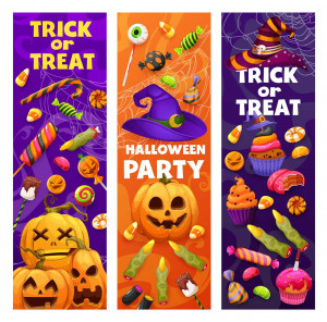 Banner tiệc kẹo ngọt đêm halloween file EPS