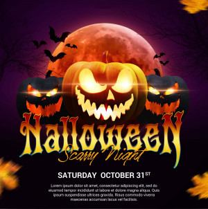 Poster halloween kinh dị mẫu H112 PSD