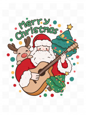 Ảnh minh họa ông già noel chơi đàn guitar file PSD