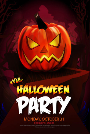 Poster đêm hội halloween đáng sợ file AI