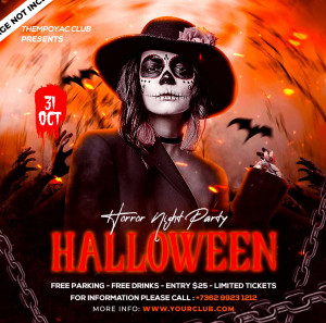 Poster ca sĩ trong lễ hội halloween 3D file PSD mẫu số 14