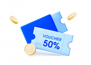 Nhãn quà tặng voucher giảm giá 50% file EPS