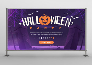 Backdrop vé tham gia tiệc halloween file PSD