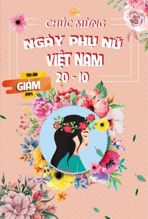 Poster ngày phụ nữ Việt Nam họa tiết hoa lá mẫu 19 EPS và AI