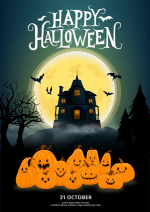 Poster halloween, kinh dị mẫu số 008 EPS AI