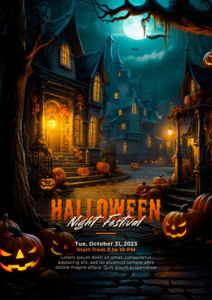 Poster halloween kinh dị mẫu H64 PSD