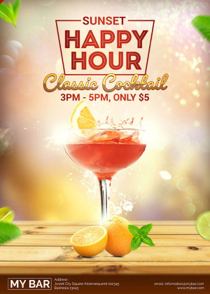 Poster trưng bày sản phẩm ly nước cocktail PSD