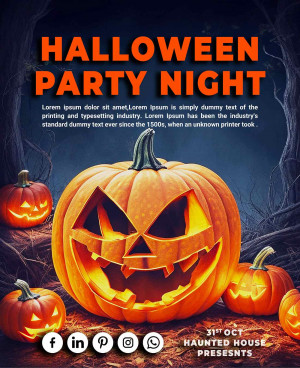 Poster lễ hội halloween hình bí ngô file PSD