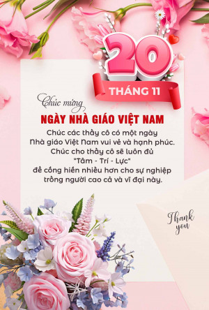 Poster thiệp chào mừng ngày nhà giáo Việt Nam mẫu 32 PSD