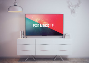 Mockup tivi mẫu số T74 PSD