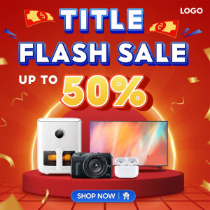 Banner chương trình flash sale 50% sản phẩm điện tử file EPS