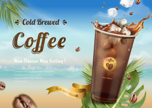 Banner cà phê cold brewed file EPS