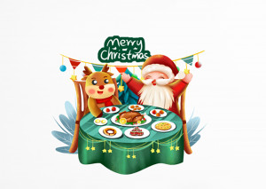 Ảnh minh họa bàn đồ ăn đêm noel file PSD