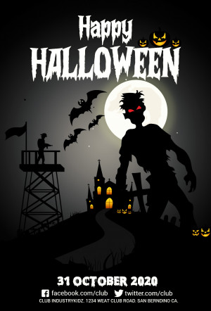 Poster halloween, kinh dị mẫu số 013 PSD